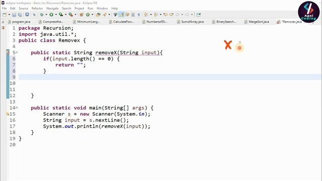 Q71- Remove x of string using Recursion in Java  | How to Remove Special Characters in String