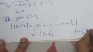 Using (,) epsilen-delta definition show that lim x tends to x.sin(1/x)=0