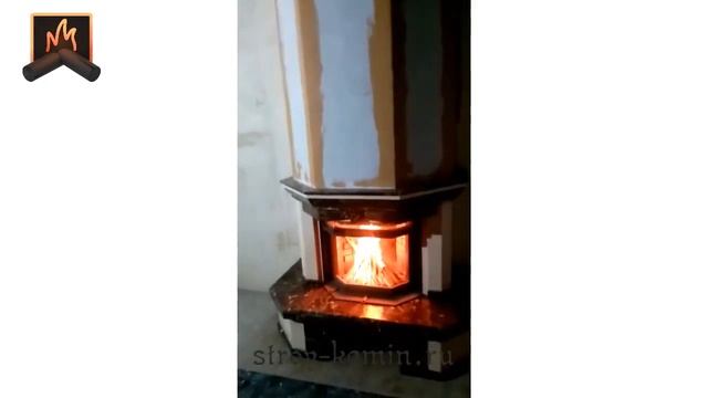 Мраморный камин с дровяной призматической топкой, дымоходом Феникс: изготовление, установка под клю смотреть онлайн