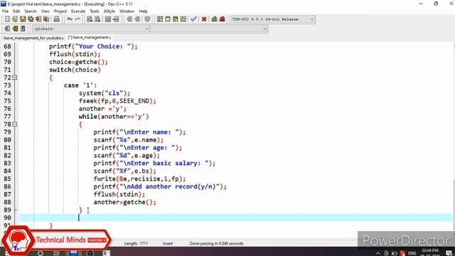 Leave Management System | C Project | Proper Coding | Project with Source Code | File Handling