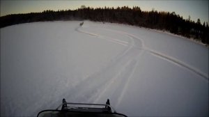 Yamaha snowmobiles ice drifting Sweden