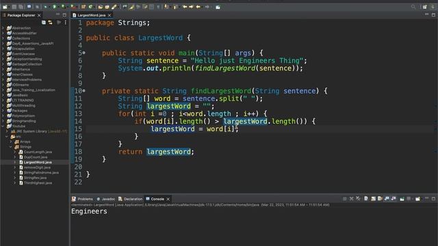 Java Program to Find Largest word in a given sentence in 2 ways | Frequently Asked MNC Question