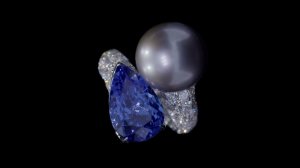 Кольцо с танзанитом, жемчугом и бриллиантами | Ring with tanzanite pearl and diamonds