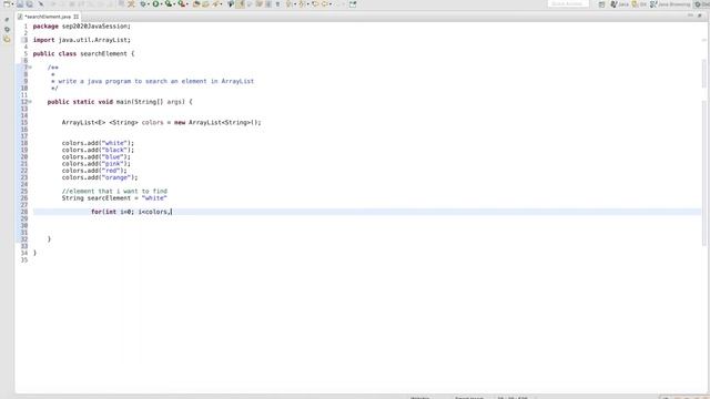 How to search Element in ArrayList Java