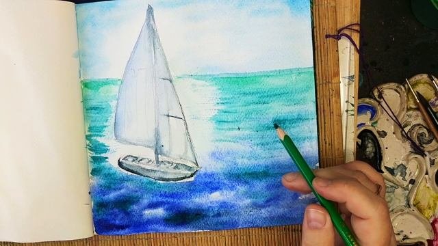 Что я делаю акварельными карандашами и как их использую, когда рисую воду?