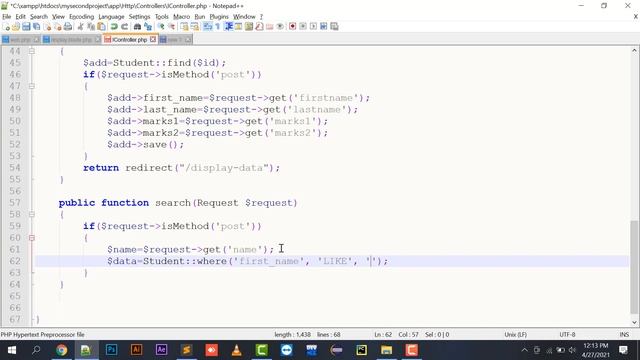 Search Laravel 8 | Laravel Search | Search form in Laravel | how to search from database in Laravel