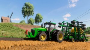 Farming Simulator 22 / Карта Сосновка / Посев рапса John Deere 8400R, мульчирование стерни сорго МТЗ