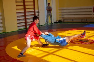 Средняя школа №2 города Калач-на-Дону получила борцовский ковер для занятий самбо