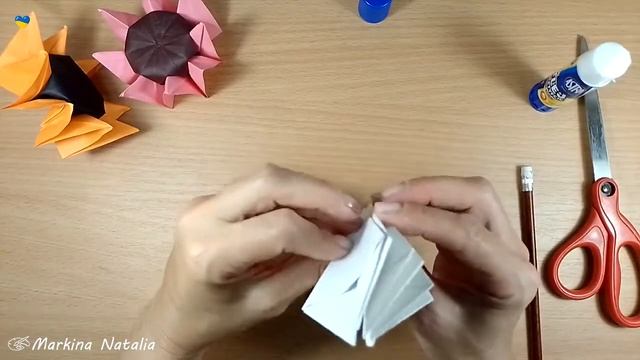 ОРИГАМИ | ПОДСОЛНУХ - объемный ЦВЕТОК из бумаги | ОРИГАМИ для всей семьи