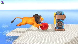 Choose The Right Button Slider Wild Animals Pool Game Cow Dinosaur Elephant Gorilla Game Funny Vide