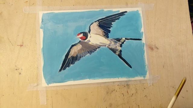 Обзор, гуашь Сонет. + Рисуем птичку смотреть онлайн