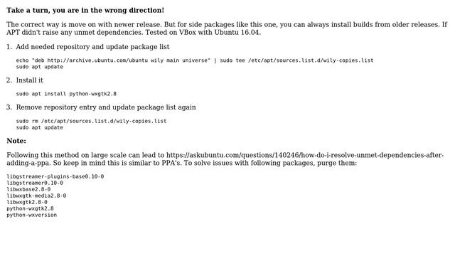Ubuntu: Install python-wxgtk2.8 on Ubuntu 16.04 (3 Solutions!!)
