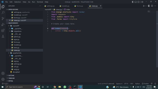 How to create a weather app in python django