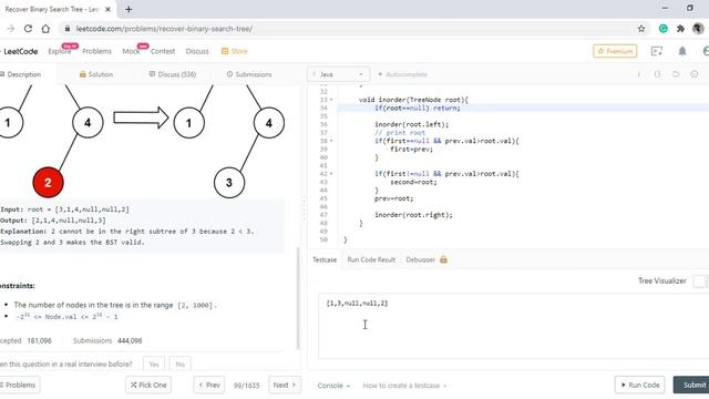 Recover Binary Search Tree (with Follow Up) | Live Coding with Explanation | Leetcode #99 смотреть онлайн