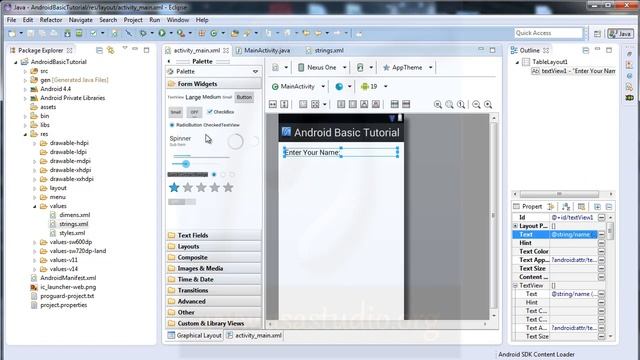 Create Android Aplication with Java, EN 7, Text and String смотреть онлайн