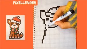 Как нарисовать по клеточкам Собачку в Шапке Простые рисунки Пиксель Арт How to Draw Dog Pixel Art