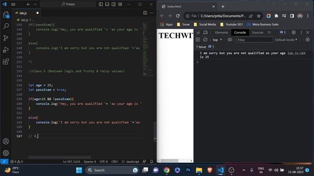 JavaScript Boolean Logic Truthy and Falsy Values