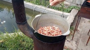 Солянка в казане на костре
