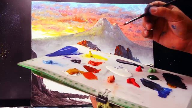Rock Mountains Painting Tutorial for Beginners | Step by step Acrylic Art Lesson on Canvas смотреть онлайн