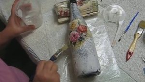 Декупаж бутылки рельефный рисунок  № "2