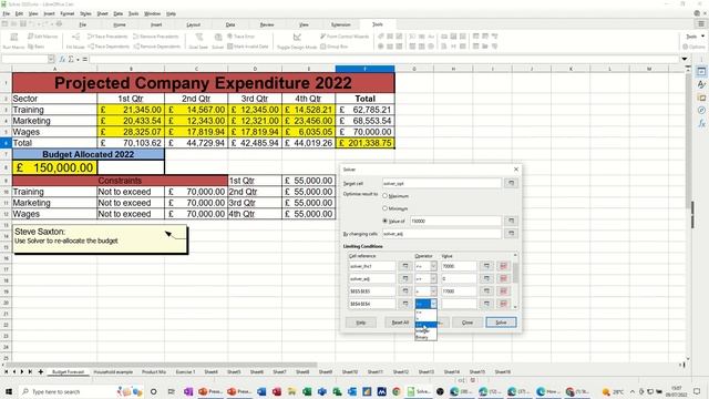 How to use Solver in Libreoffice Calc