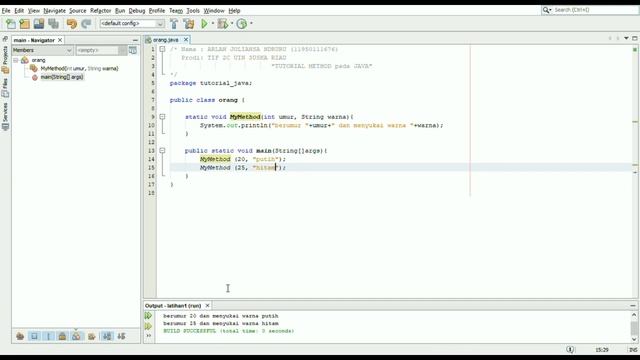 TUTORIAL JAVA 'CLASS, OBJECT, METHOD, AND CONSTRUCTOR'