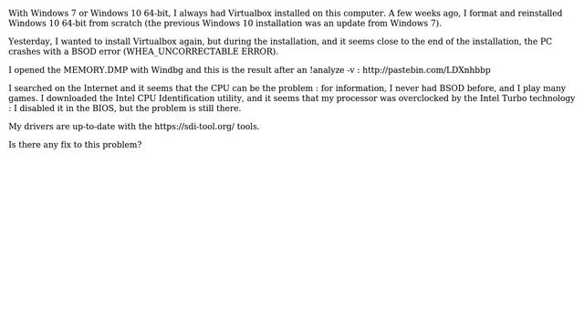 BSOD whea during Virtualbox installation смотреть онлайн