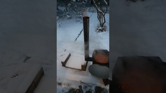 Как горит банная печка на примере печки для казана - пламя в трубе!