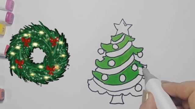 как нарисовать новогоднюю ёлку , новый год , how to draw a christmas tree , arbol de navidad смотреть онлайн