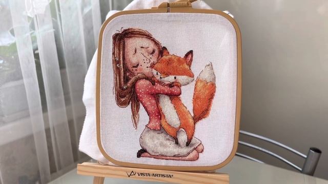 Яркая вышивка «Девочка с лисичкой» от Натальи Ореховой (Lkacross) смотреть онлайн