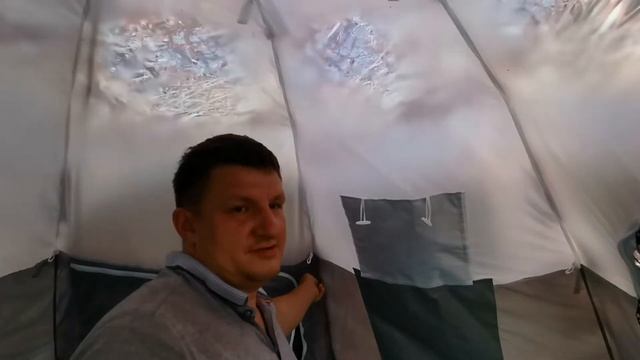 Полный обзор палатки от Altai Camp УП 3 , двухслойная с  арочными окнами и тамбур-баней