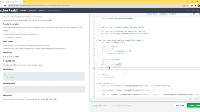 Bài 2: Simple Array Sum || HackerRank || Học Algorithms với Typescript смотреть онлайн