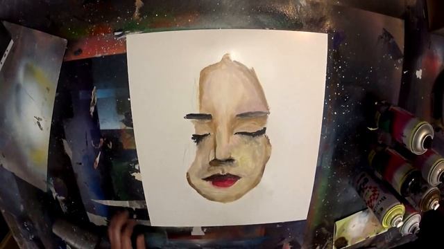 How to draw spray paint art portrait - woman face painting - diy - speed art смотреть онлайн
