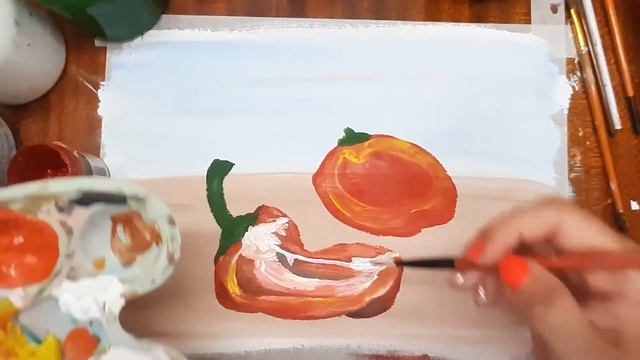 Как нарисовать перец. Как нарисовать осенний натюрморт. Рисуем овощи. Правополушарное рисование. смотреть онлайн