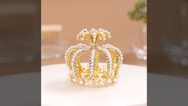 Свадебная корона в стиле барокко, с жемчугом и стразами, золотая круглая корона, диадема, вечерние смотреть онлайн