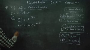 12th Std Maths Ex.2.7(4) If (1+z)/(1-z)= cos2A +i sin2A, show that z= itan A