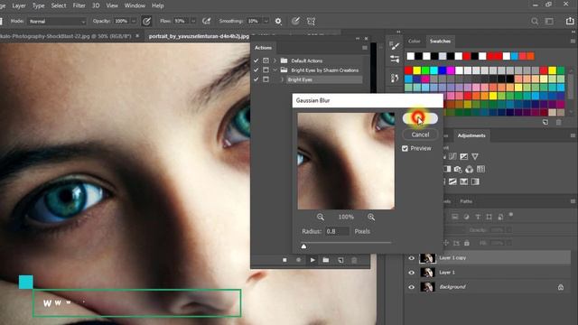 1-Click Brighten Eyes in Photoshop Actions Free Download