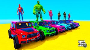 Homem-Aranha Parkour com Limusines Tratores Motos Ônibus Carros na pista de obstáculos - Gta GTA 5 #