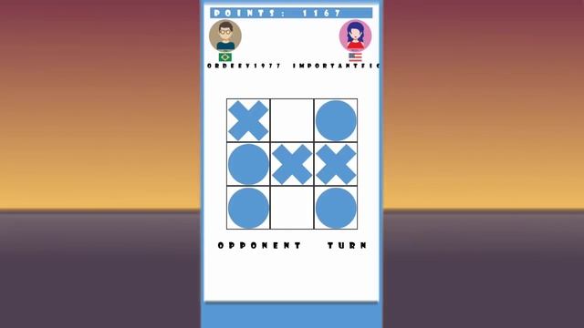 Tic Tac Toe supports single mode with bot, mode for 2 players on one device and multiplayer