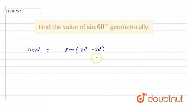 Find the value of `sin60^(@)` geometrically. смотреть онлайн
