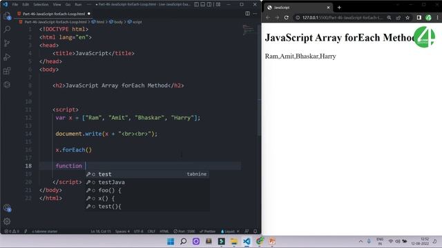 JavaScript Tutorial In Hindi | JavaScript ForEach Loop Tutorial In Hindi | JavaScript In Hindi | #4