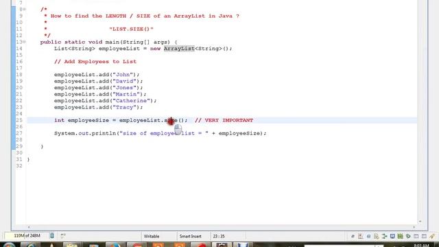 IN JAVA HOW TO FIND THE SIZE OF AN ARRAYLIST смотреть онлайн