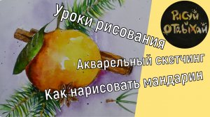 Акварельный скетчинг. Мандарин. Уроки рисования. Как рисовать акварелью. Урок акварелью за 20 минут.