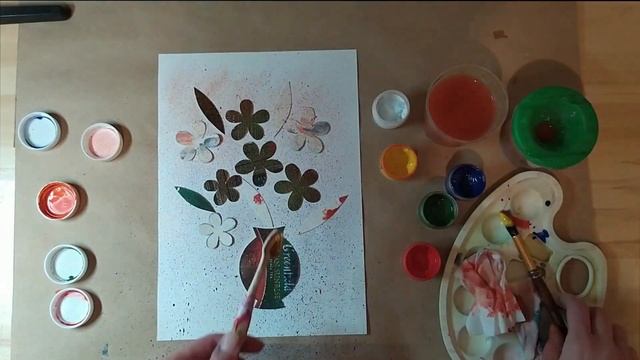 Натюрморт в технике набрызг. Поделки своими руками с детьми. смотреть онлайн