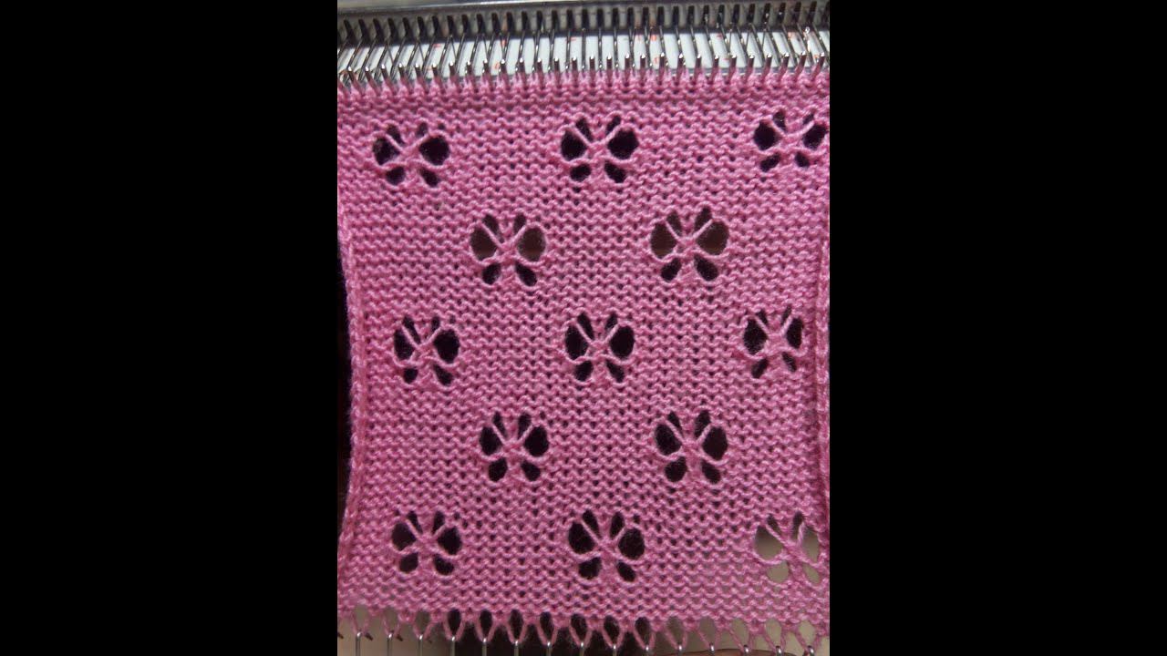 Узор " Бабочки" на вязальной машине. смотреть онлайн