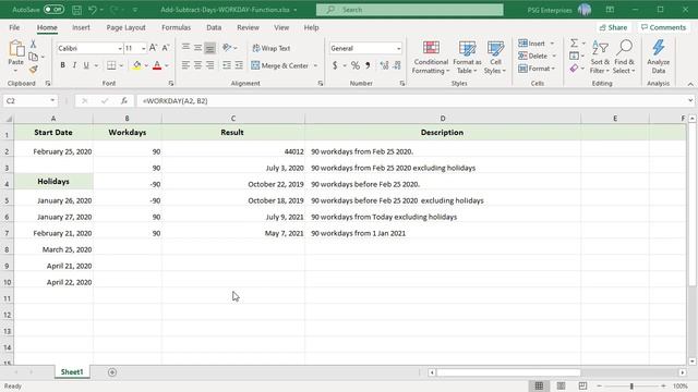 How to add or subtract working days to a date using WORKDAY function in Excel - Office 365 смотреть онлайн