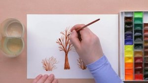 Как нарисовать дерево и кусты с листьями.