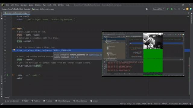 Streaming Tello's Bottom Camera with DJITelloPy and OpenCV | Python Drone Programming Tutorial