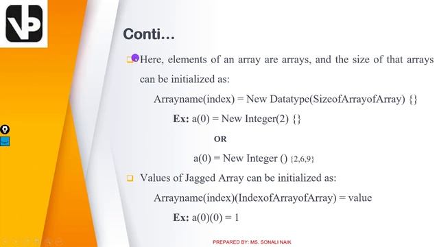 VB.NET L6-Unit:1 Multidimensional, Dynamic Array And Namespace