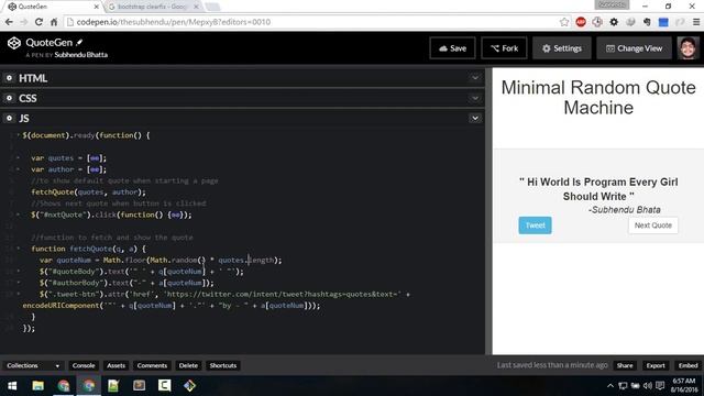 Random Quote Generator: Javascript/Jquery